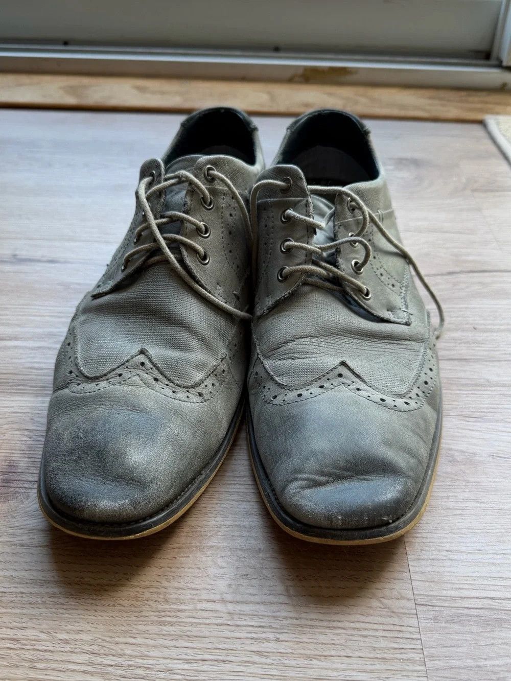 Steve Madden Men's Grey Wingtip Oxford Lace-Up Shoes